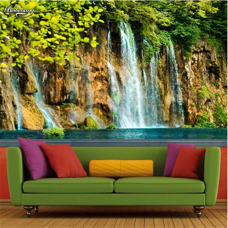 

beibehang wall mural wallpaper-3d Luxury Quality HD Primeval forest landscape waterfall cliff decorated large wall mural-3d
