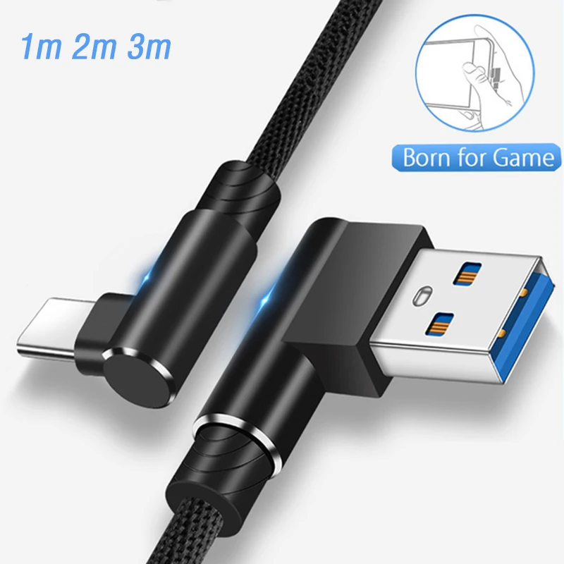 

90 Degree L Type Usb Type C Cable 3.1 Fast Charging Cable Usbc Cable Cabo for Huawei Xiaomi Black Shark Helo ZTE Nubia Red Magic