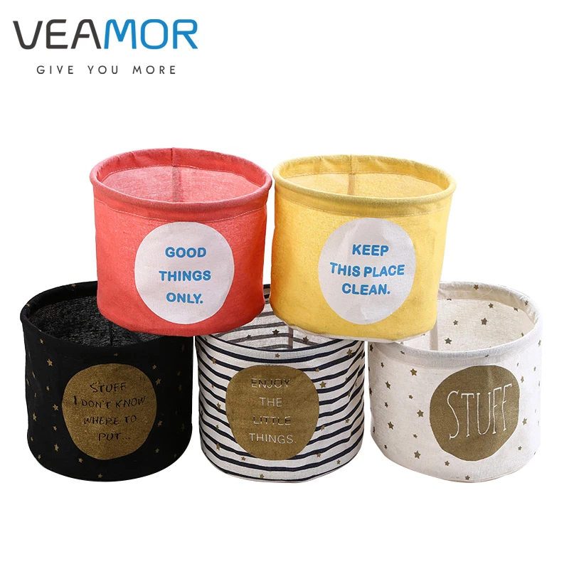 

VEAMOR Cute Linen Folding toy Storage Boxes Dirty Barrel Laundry Box Clothes Jewelry Socks Storage Organizer Sundries B1450