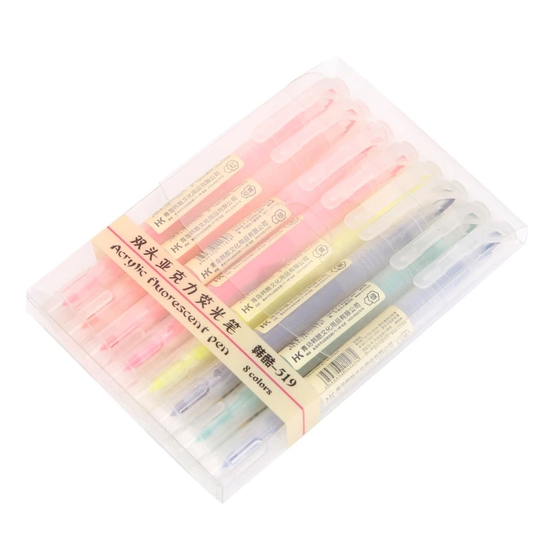 

8 colors Highlighter Artist Dual Head Sketch Markers Set School Drawing Supplies Art mark Highlighter Pen