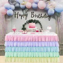 TPFOCUS 5 Layers Wavy Spliced Chiffon Table Skirt for Wedding Birthday Party Decoration