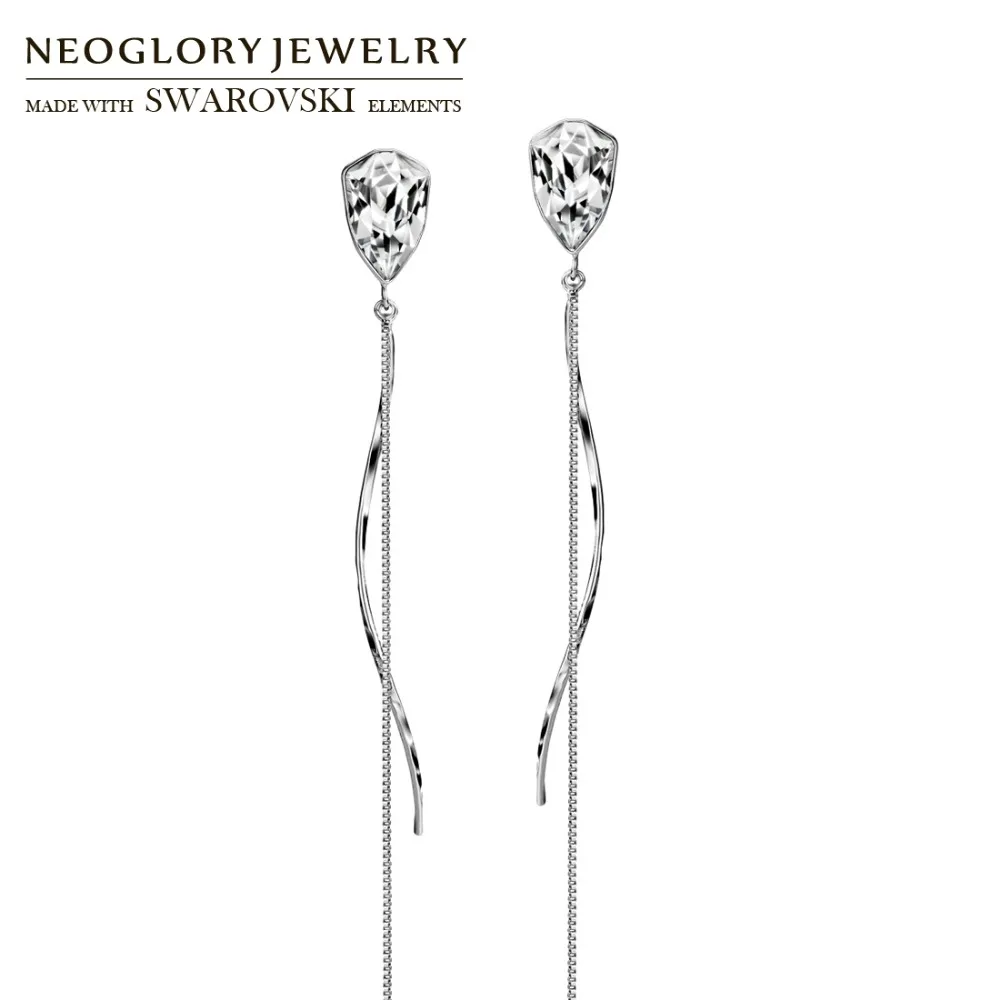 

Neoglory Crystal Long Dangle Earrings Rhombus Cutting Stylish For Women Daily Dress Embellished With Crystals From Swarovski