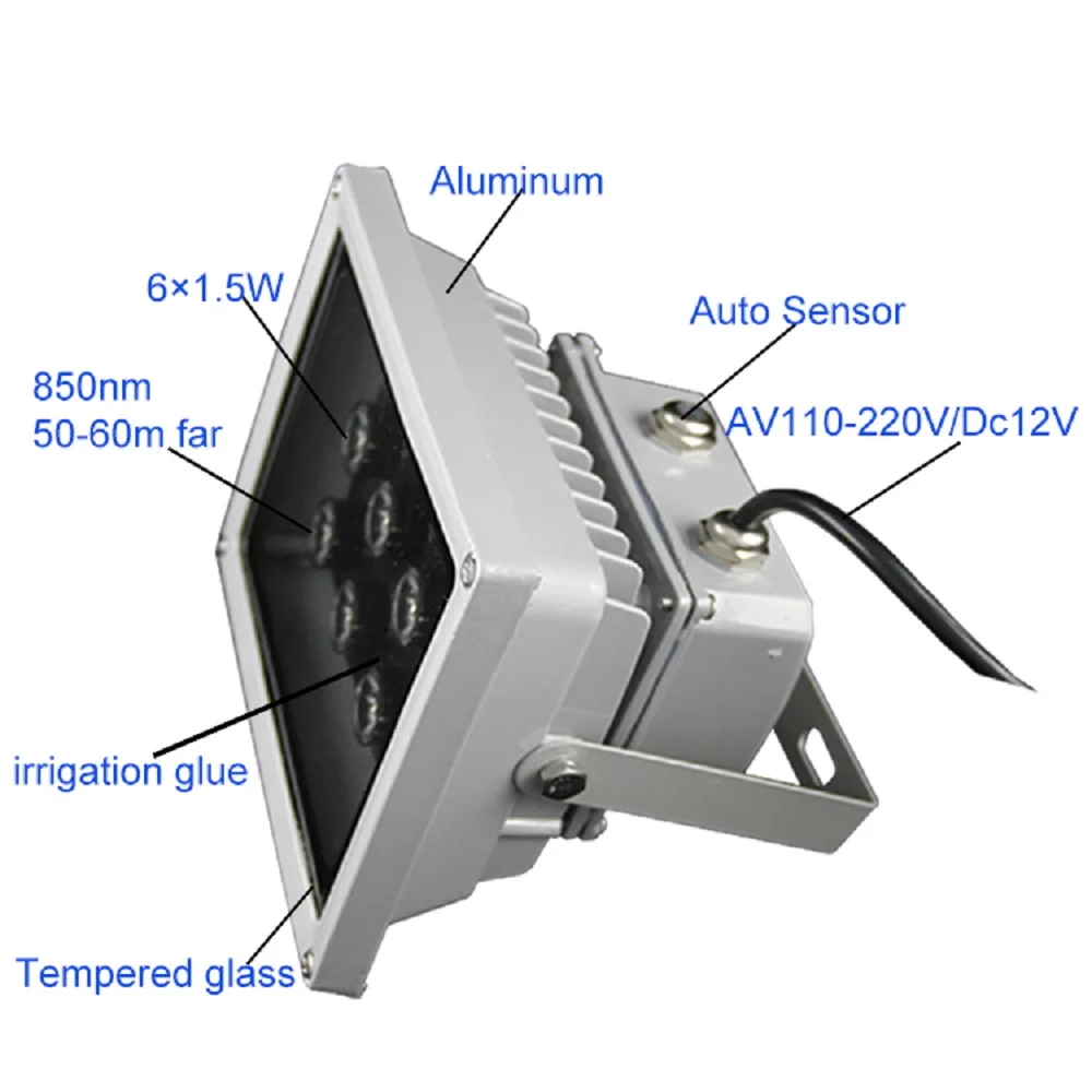Помощник ночного видения для ip-камеры промышленные системы безопасности 9 Вт 850nm 90 градусов вспомогательный ИК-лампа для Hikvision