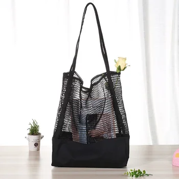 

Eco-friendly Canvas Pouch Lightweight Shopping Durable Large Capacity Fashion Shoulder Bag Bag Breathable Women Fine Mesh