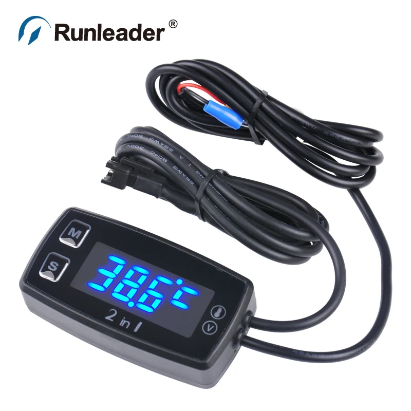  Runleader LED Digital TM008 thermometer voltmeter temperature meter for pit bike motorcycle snowmob - 32959348575