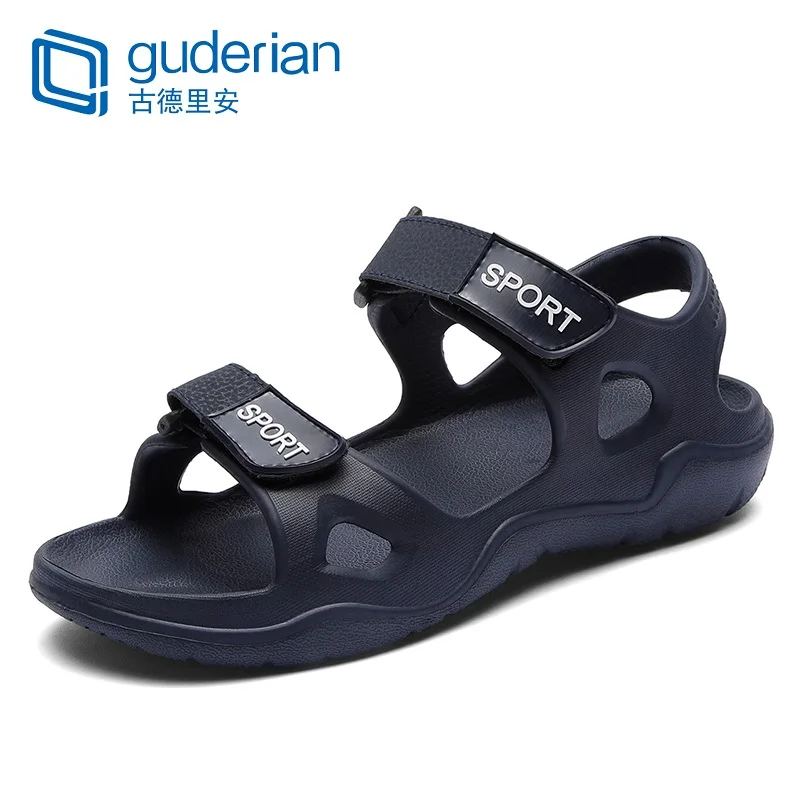 

GUDERIAN New Men Leather Sandals Outdoor Men Summer Shoes Lightweight Eva Men Beach Sandals Shoes Roman Sandals Men Herrenschuhe