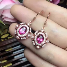 Серьги-капли с натуральным розовым топазом из серебра 925 пробы, женские серьги с натуральным драгоценным камнем, Романтические Роскошные серьги-капли для помолвки