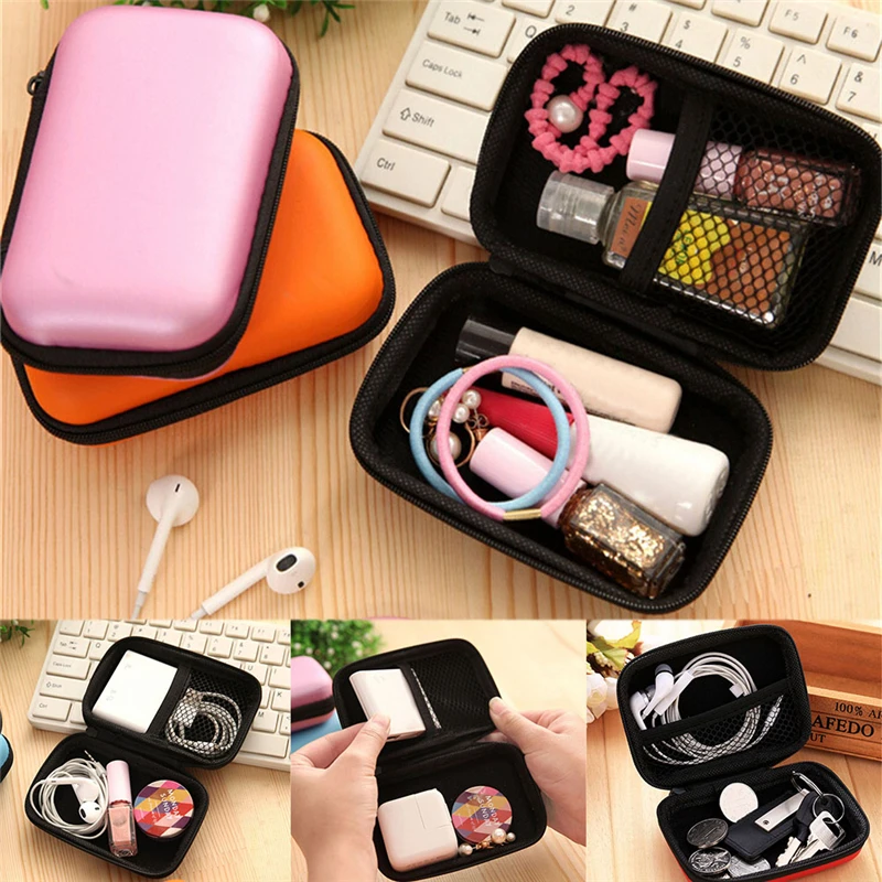 

New Hot Selling Square Earphone Storage Bag Carrying Case for Earphone Headphone Earbuds Pouches 6 Colors 12 x 8 x 4cm