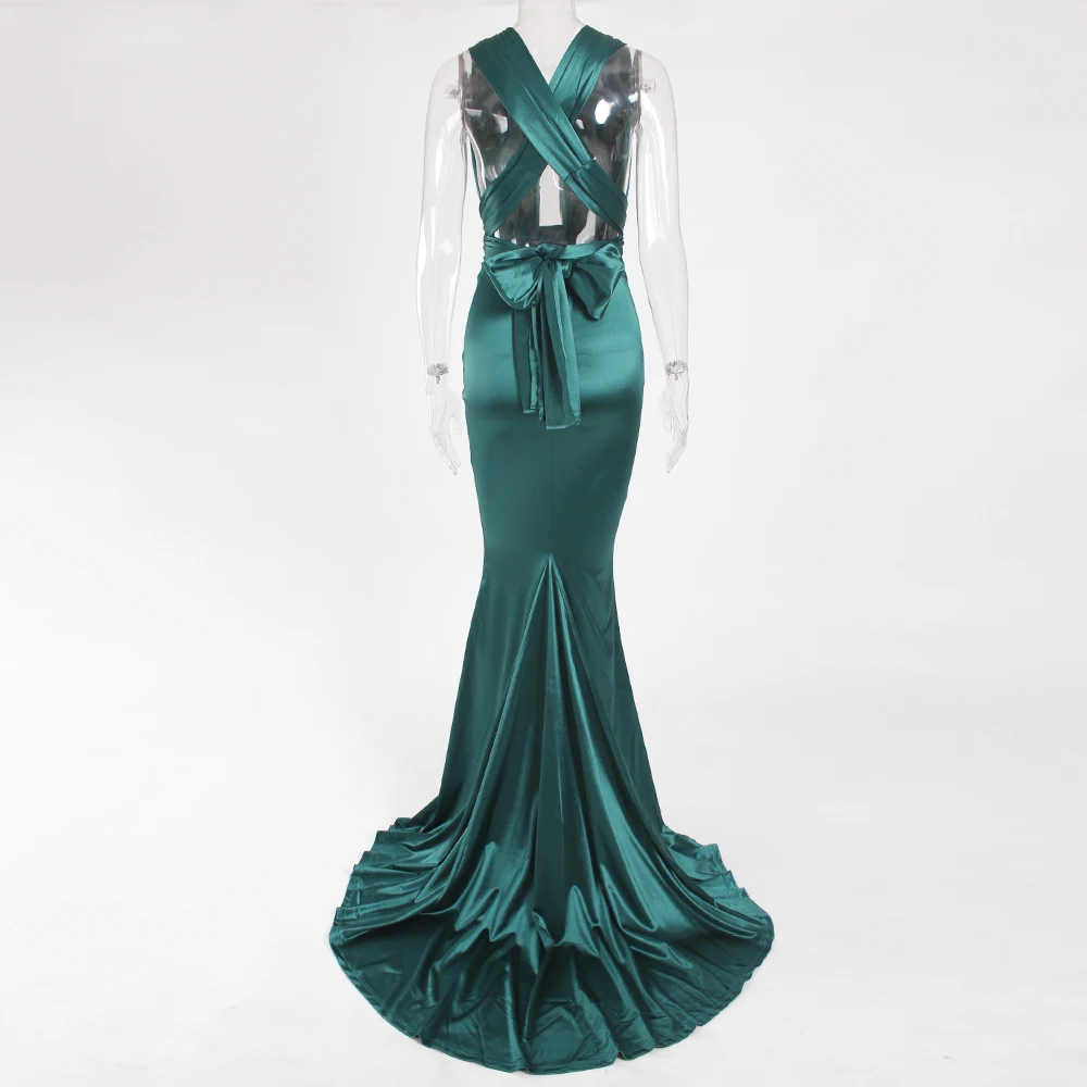 satin green gown