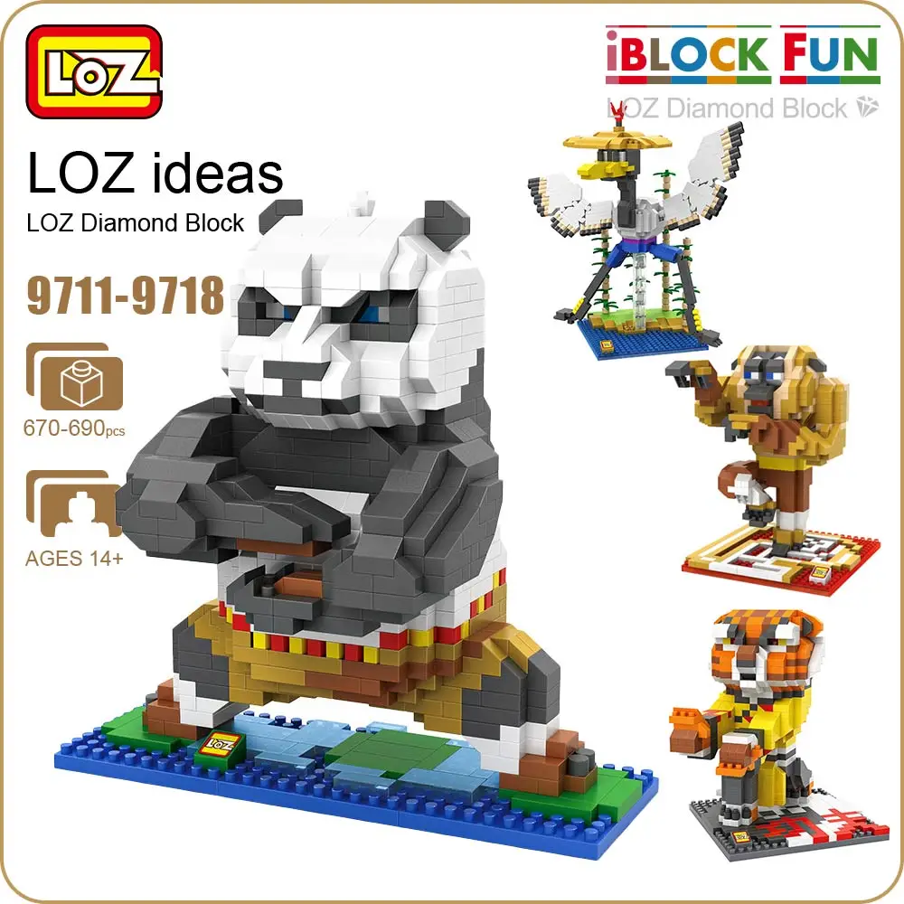 

LOZ Diamond Block Animal Figures Toys Cute Cartoon Panda Anime Building Assembly Toy Master Bricks Tiger Monkey Mantis 9711-9718