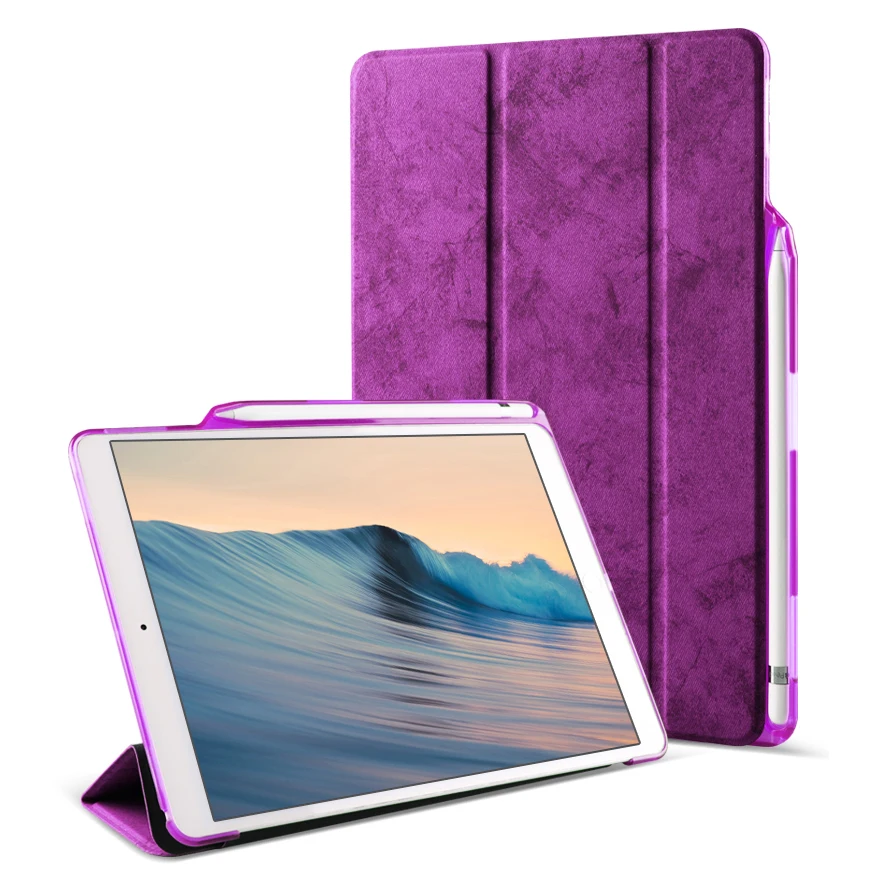 Для iPad Pro 10,5 чехол с карандашом-держателем для iPad Air 3 Чехол чехол из искусственной кожи мягкая задняя крышка Funda Coque для iPad Air чехол - Цвет: Purple