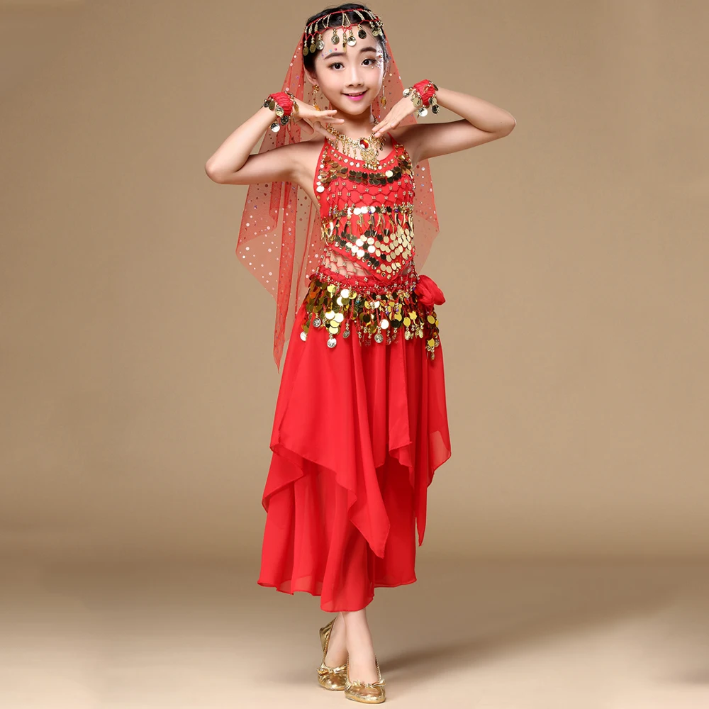 Танец живота костюмы для восточных танцев живота Танцы комплекты для девочек Индийский Болливуд Практика одежда для представлений 6 шт./компл. H015