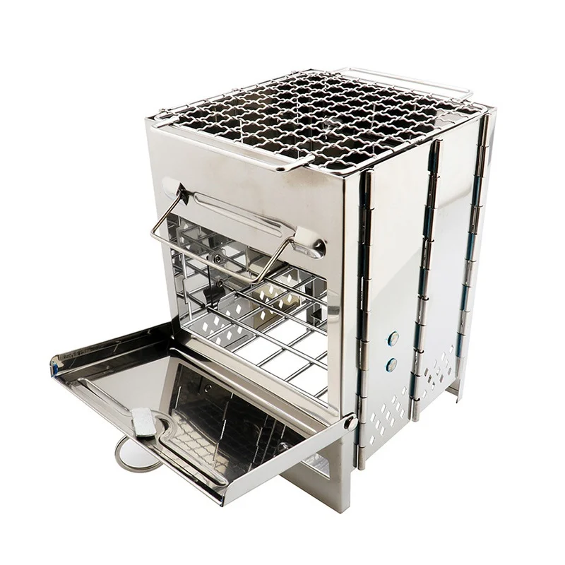 

Dropship Camping Wood Stove Portable Outdoor Folding Titanium Wood Stove Burning for Backpacking Survival Cooking Picnic Hunting