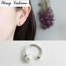 Ying Vahine 1 шт. 925 пробы Серебряные ювелирные изделия из жемчуга мяч Лидер продаж клипсы для Для женщин kolczyki