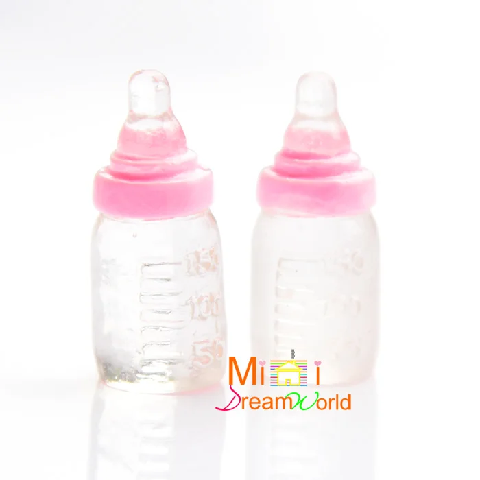 1:12 Миниатюрная игрушка для кукольного домика из смолы прозрачная розовая бутылочка для молока 2 шт