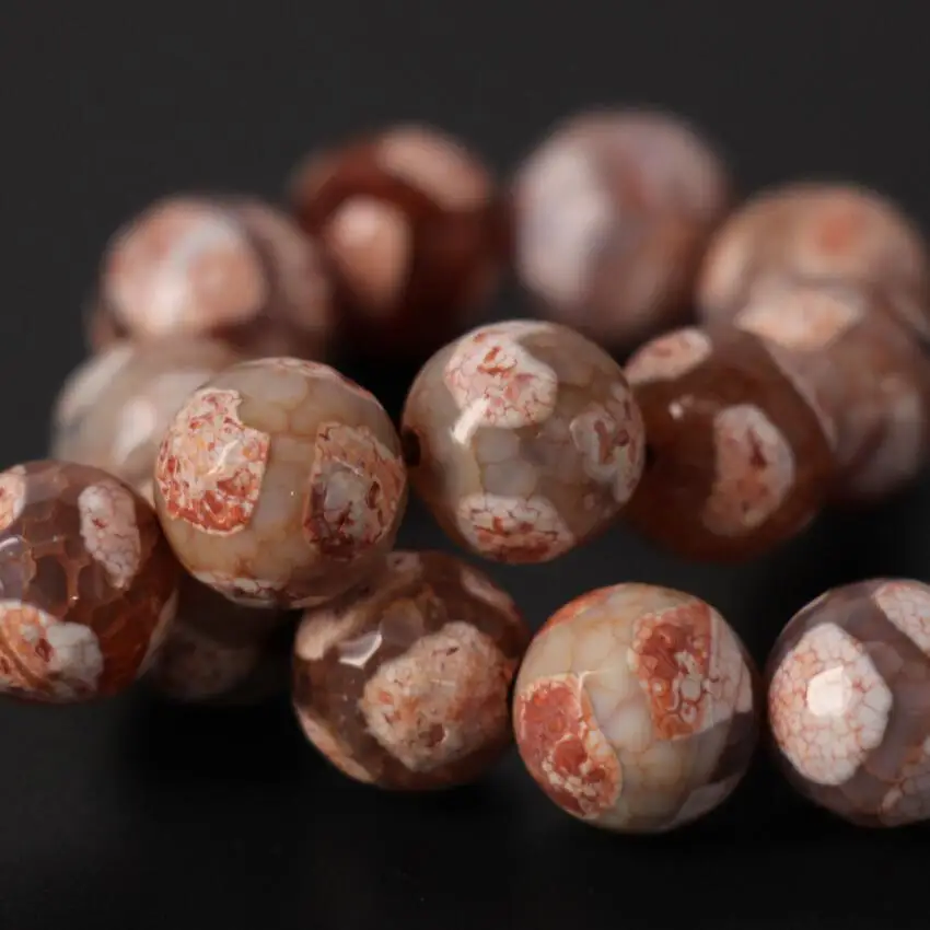 3Strand/Lot,Wholesale 12mm Dyed Red Football Tibetan Dzi Onxy Faceted Round Loose Beads,DIY Necklace Bracelet Jewelry Making