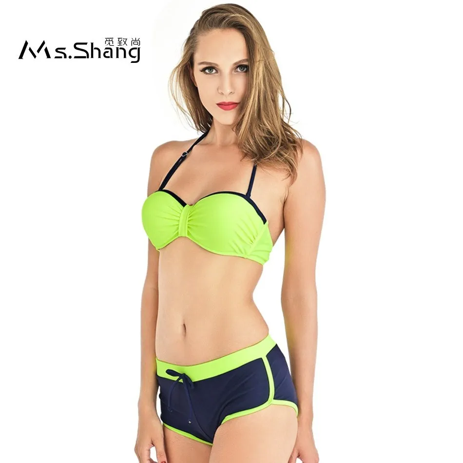 

Ms Shang 2017 Halter Top Brazilian Bikini Push Up Strapless Sexy Swimwear Women Swimsuit Beach Sporting Female Bathing Suits M/L