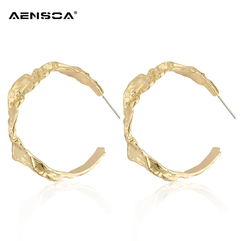 

AENSOA New Simple Alloy Hoop Circle Earrings Gold Geometric Temperament Exquisite Hoop Earring For Women Statement Jewelry Gifts
