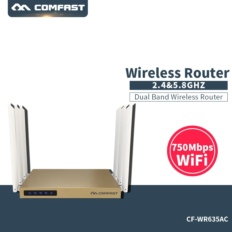 

COMFAST 750mbps dual band router 2.4ghz+5.8ghz wifi access point WiFi router 802.11B/G/N/AC 600 square meters coverage