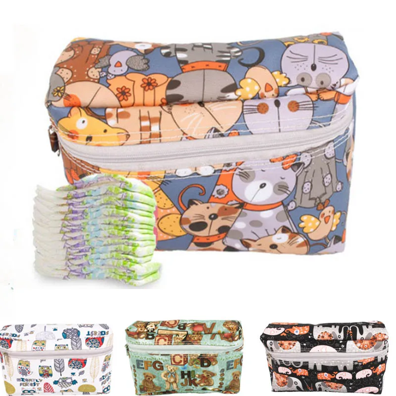

Cartoon Baby Diaper Organizer Waterproof Reusable Wet Dry Bag Printed Pocket Nappy Storage Bags Travel Stroller Accessories
