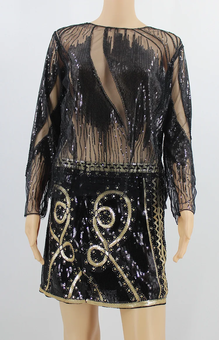 women's denim shirts & tops Women Shirt Summer Long Sleeve Embroidery Sequin Bead Sheer Lace Mesh Blouse Camisas Mujer Sexy Body Top Blusa Feminina long sleeve blouse