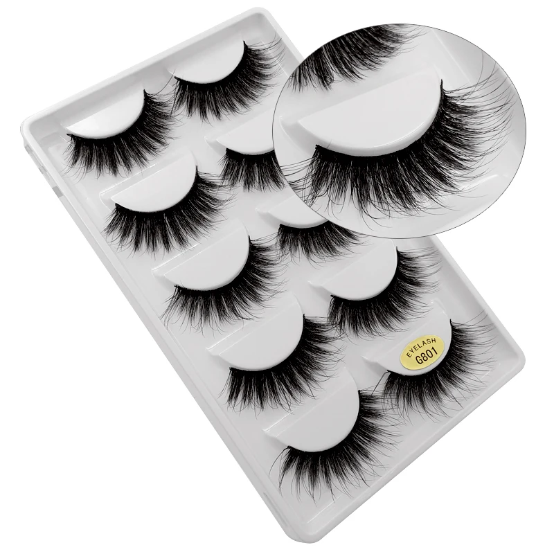 

5 pairs 3d mink lashes natural false eyelashes long 3d mink eyelashes soft eyelash extension kit thick makeup fake eye lashes