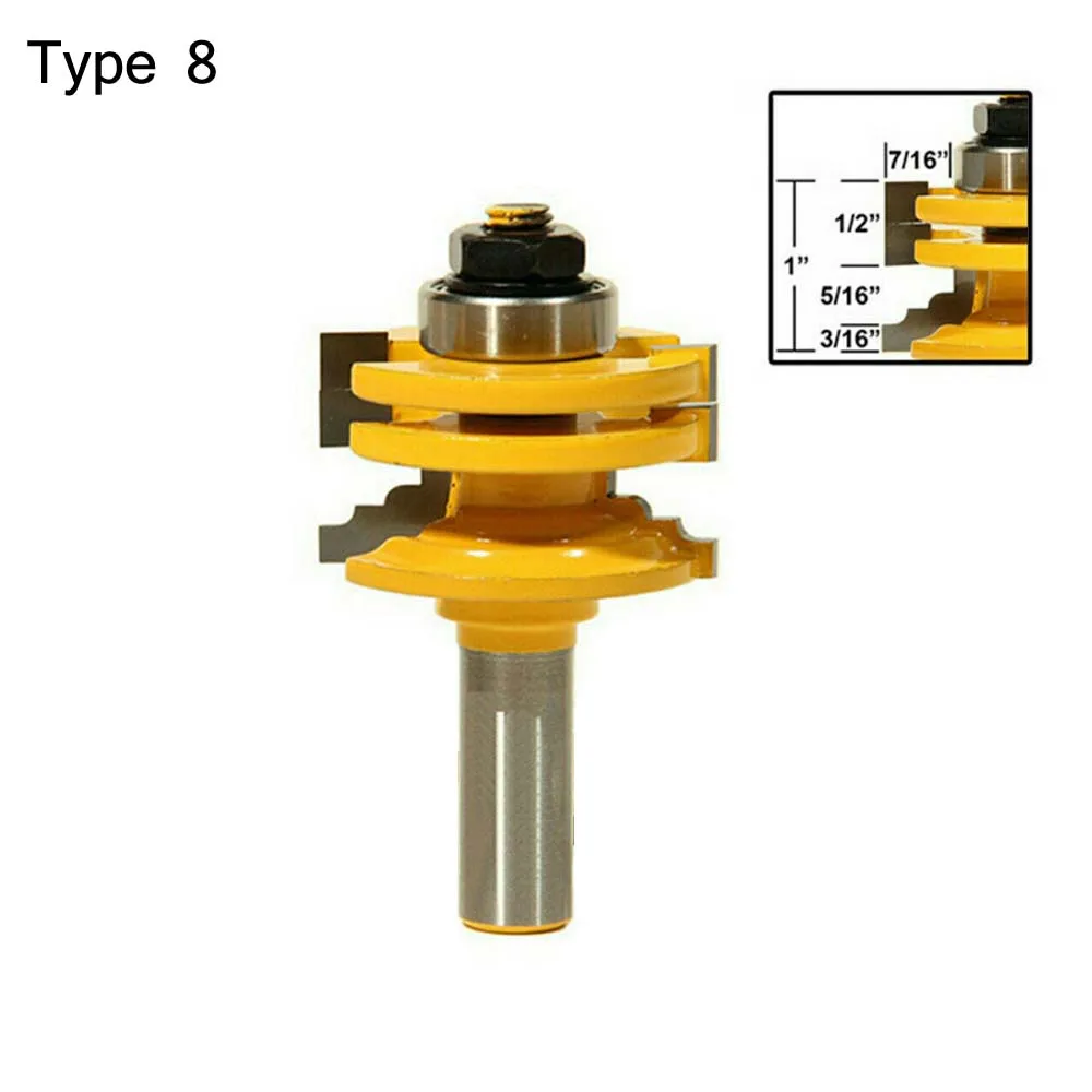 8mm Round Shank Half Round Bit 45° Lock Miter T-slot Tongue Groove Glass Rail Stile Router Bits Woodworking Tool Milling Cutter