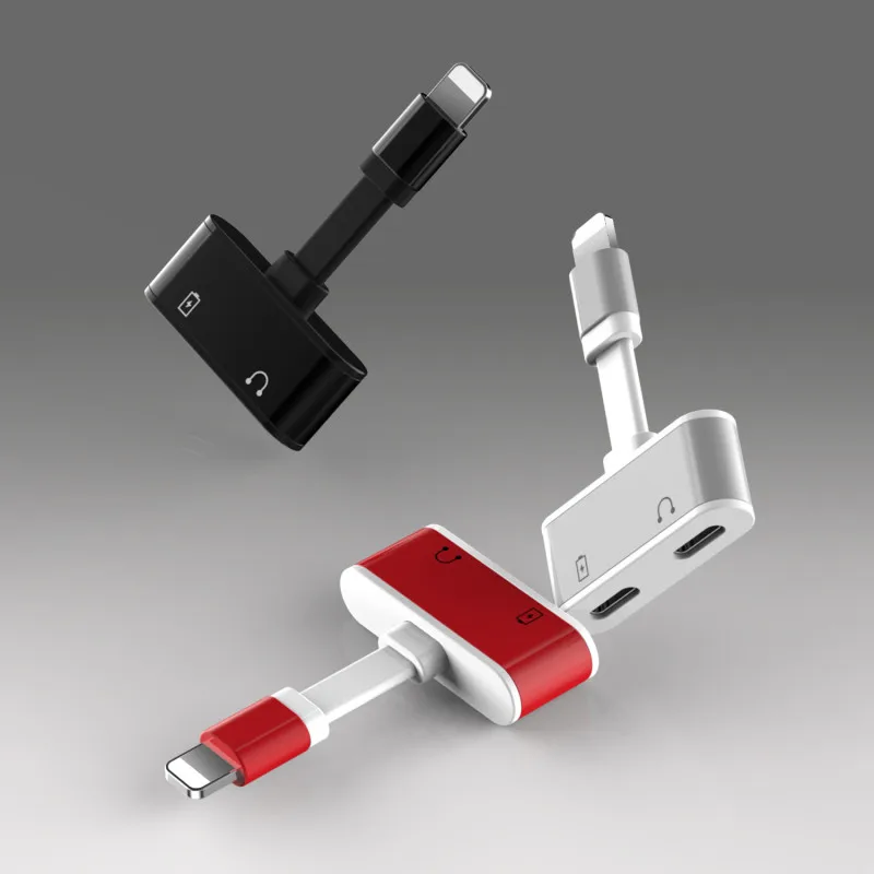 Goede Dubbele Jack Opladen Audio Adapter voor iPhone 7 8 Plus X IOS 12 Muziek of Bel Voor Hoofdtelefoon Audio Lading adapter Converter