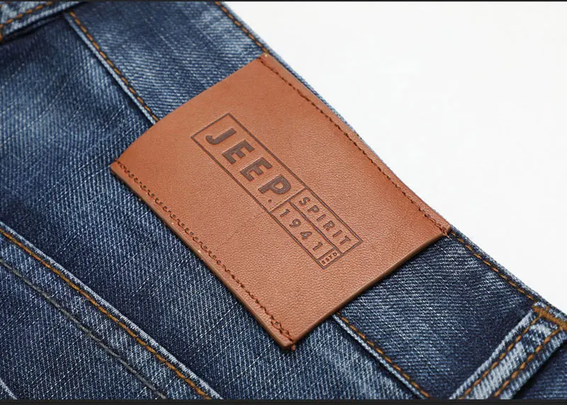 2019 Spring Summer JEEP Brand Cotton Jean Elastic Mens Casual Full Length Mid Waist Straight Jeans Cotton Pants Fashion Trousers (44)