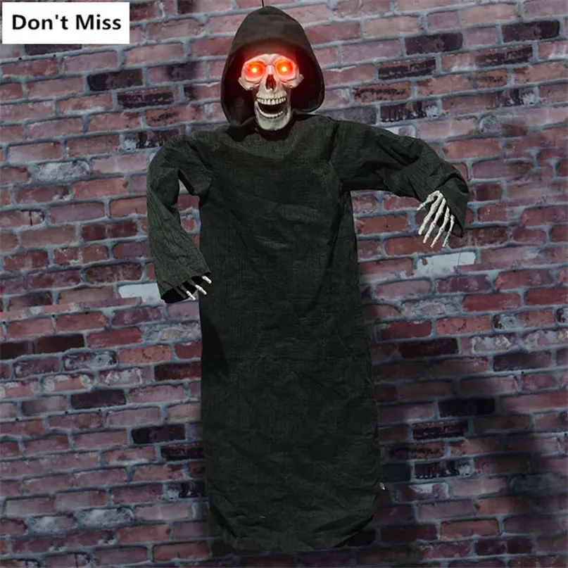 

Halloween Decorations Hanging Electric Ghost Open and Close Skull Mouth Make Sound Creepy Eyes Glowing Party Decor Horror Props
