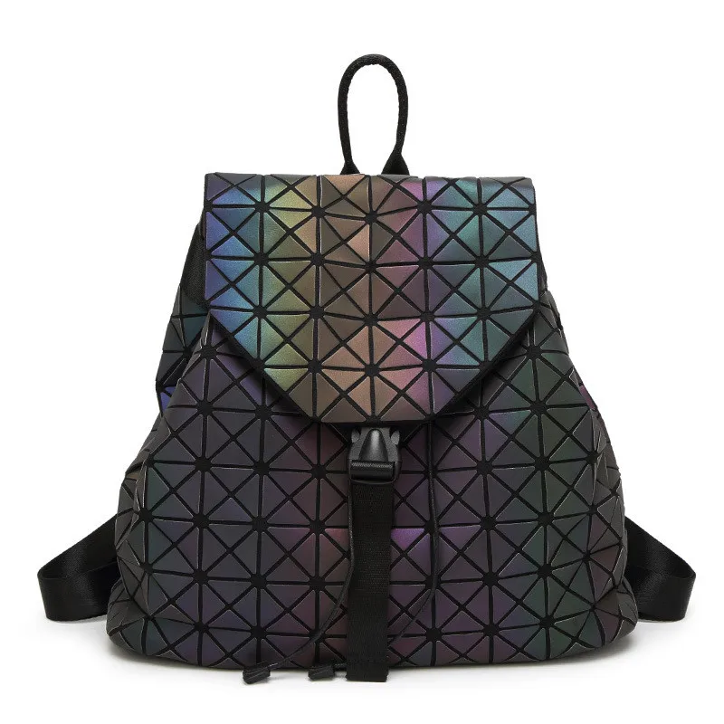 2016 New BaoBao Luminous backpack female Fashion Girl Daily backpack Geometry Package Sequins Folding Bags school bags With logo
