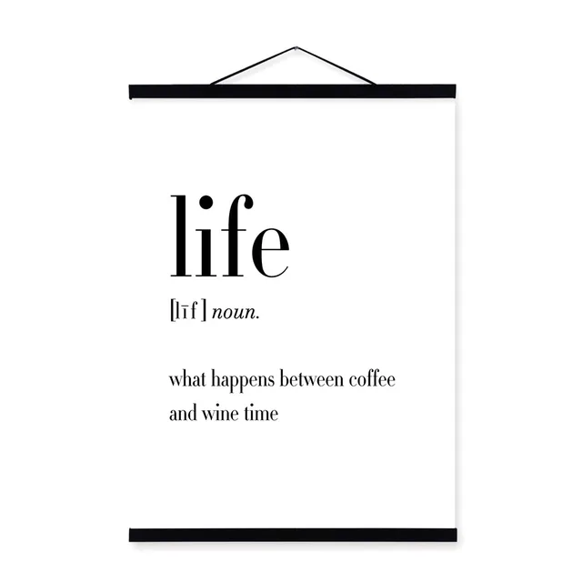 Black White Typography Art Life Quotes Wooden Frame Home Decor Canvas Paintings Posters Prints