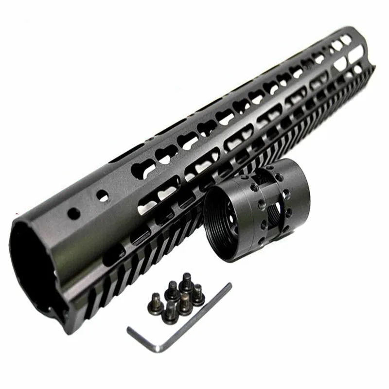 

15" inch Free Float NSR KeyMod Handguard Mount Bracket with Detachable Rail BLACK Barrel Nut For AR-15 M4 M16