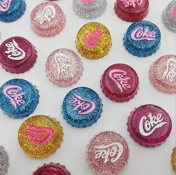 

Glitter Coke Cap Flat Back Resin Kawaii Handmade DIY Flatback Resin Cabochons Phone Case Decoration Hair Bow Accessories