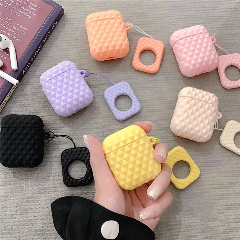 

For AirPods Case Cartoon Earphone Cases For Apple Airpods 2 cute Accessories Protect Cover with Finger Ring Strap bag design