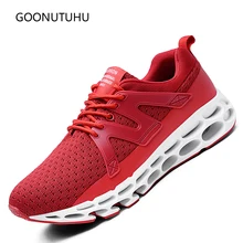 

2018 New Men's Sneakers Breathable Air mesh Sport Shoe man Light Running Sports Shoes for male Off-white Red & Black Sneaker men