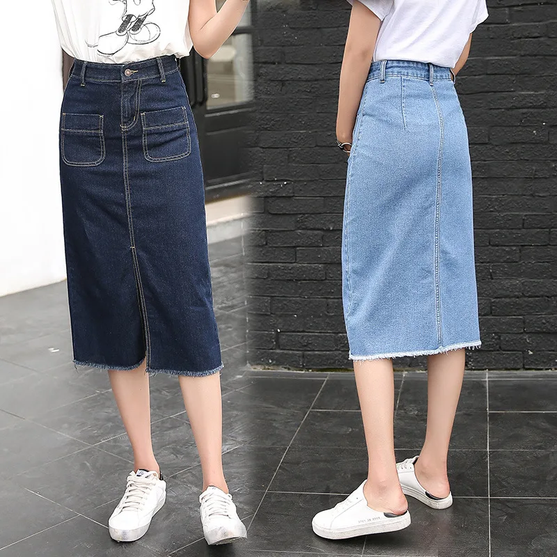 Женская обтягивающая юбка длинные джинсы с разрезом 2019|long skirt|denim skirthip skirt |