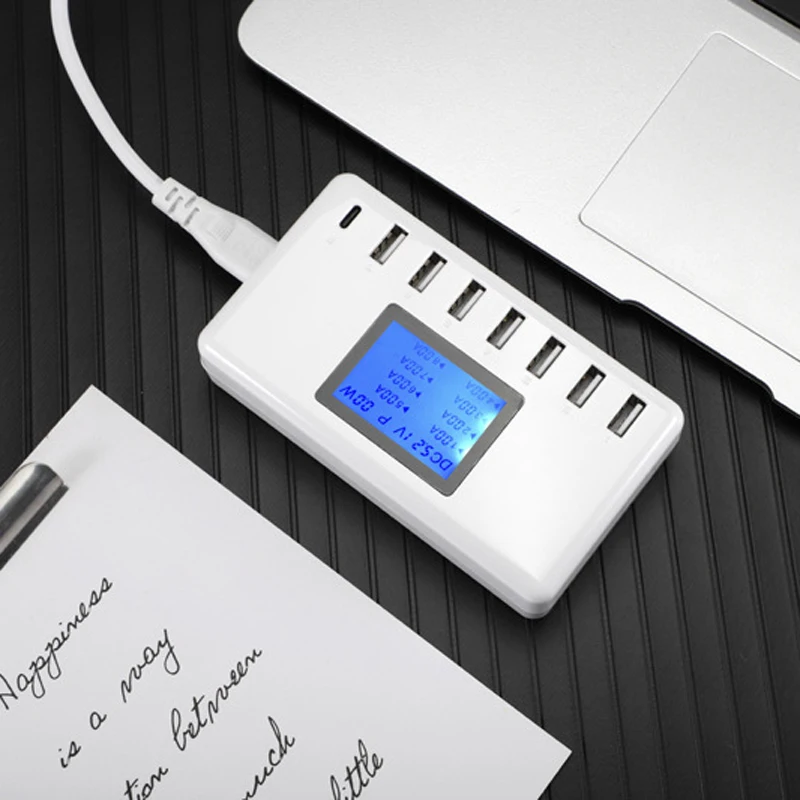 8 портов type-C Смарт USB зарядное устройство с ЖК-дисплеем с 8 USB порты питания для мобильных телефонов и планшетов