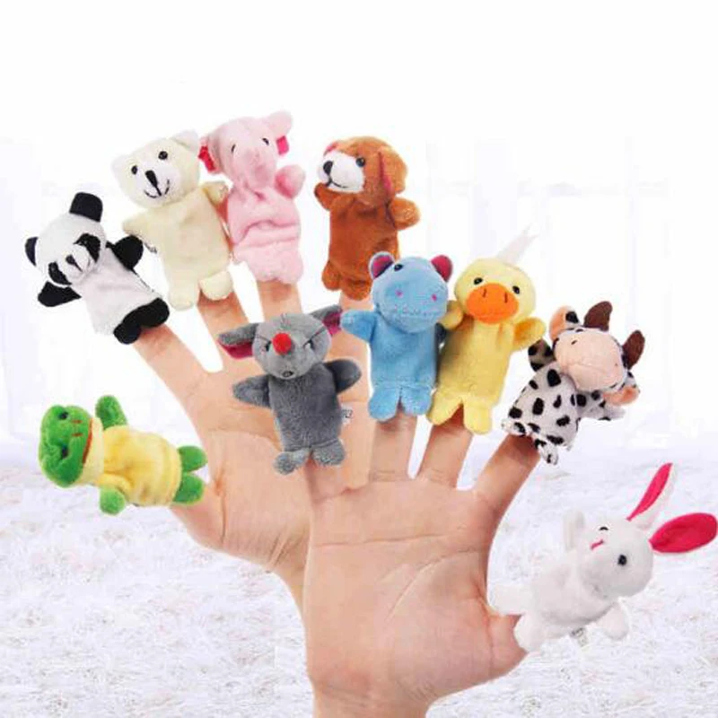 5 Pcs Creative Soft Cute Stuffed Plush Cartoon Animal Finger Puppet Early Educational Toys for Kids