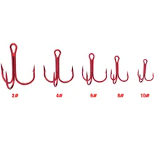 Красный Тройной рыболовный крючок 50 шт с для 10 шт каждого Размеры 2/4/6/8/10# высокоуглеродистой Сталь высокое качество аксессуары крючок