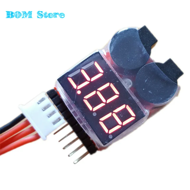 2Pcs for Lithium Lipo Battery Low Voltage Tester Buzzer Alarm LED Display 1S-8S 