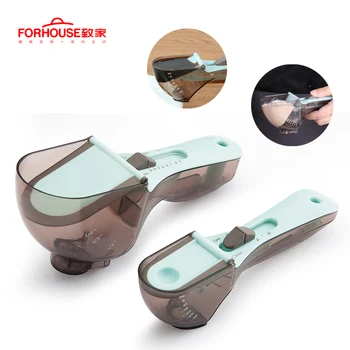 

2pcs Plastic Adjustable Spice Measuring Spoon Kitchen Baking Scale Gauge for Cooking Adjustable Measuring Scoop