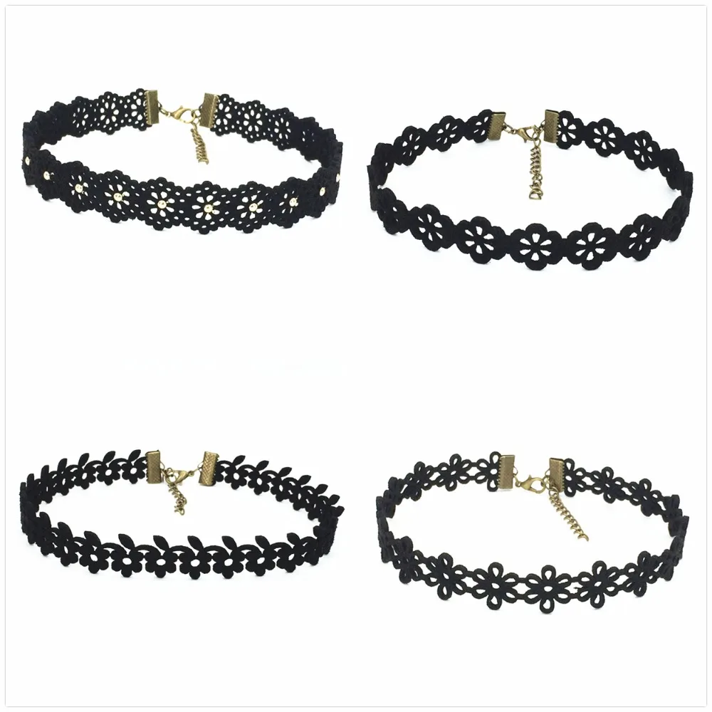 

Hot New Bijoux Plain Black Velvet Leather Torques Carved Flower Maxi Statement Necklace Choker Necklace For Women 2018 Jewelry