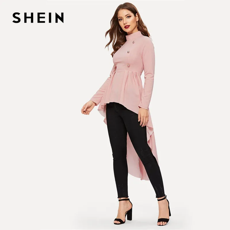 SHEIN Асимметричный Топ С Вырезом Элегантные Асимметричные Женские Осенние Блузки С Длинным Рукавом