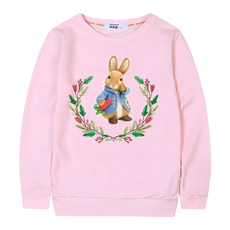 

Cute Rabbit Bunny Print Hoodies Girls Spring Autumn Long Sleeve Cotton Soft Sweatshirts Kids Boys Casual Loose Pullover Tops