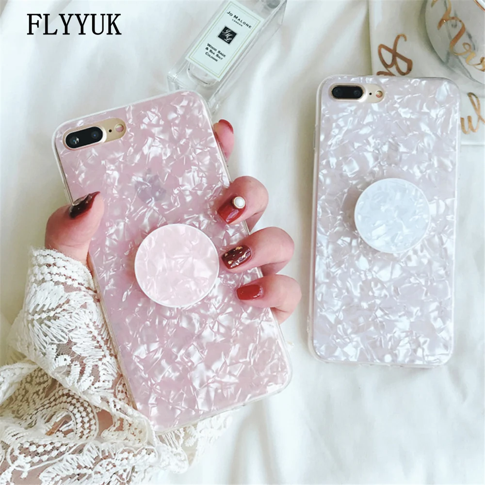 

FLYYUK Luxury Shell Phone Case For Iphone 7 Plus Airbag Bracket Case For Iphone X IMD Soft Silicone Cover For Iphone 8 6 6s Plus
