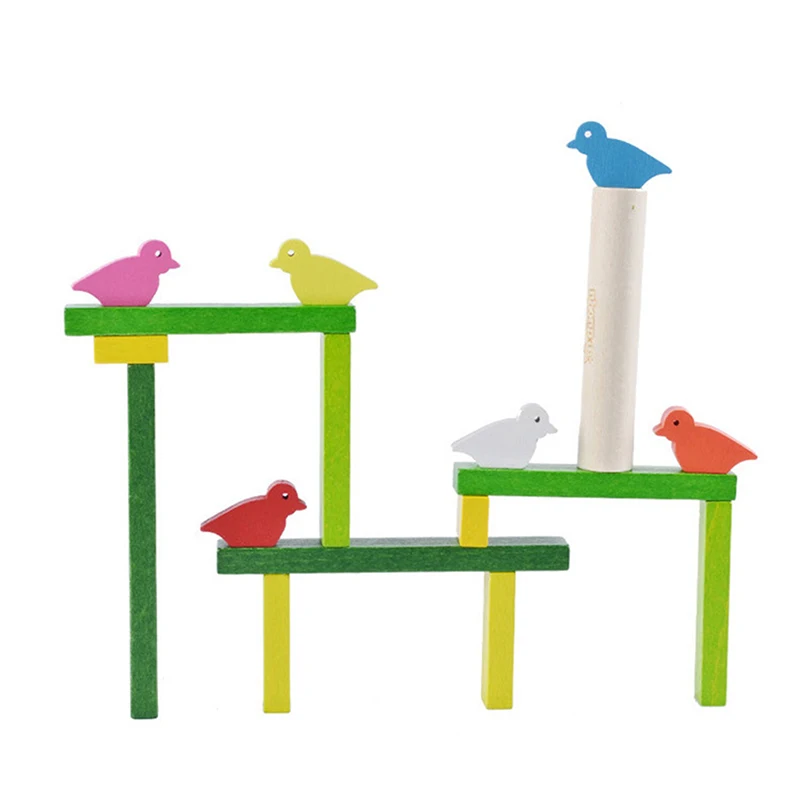 

New Fun Birds Colorful Wooden Blocks Creative Baby Rainbow Wood Building Blocks Infant Kids Early Educational Learing Toy Set