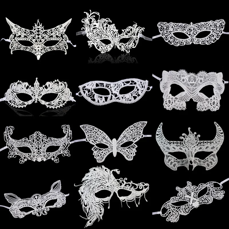 

Wholesale 1 Pcs White Lace Masks sexy lace half face party Masquerade Mask Cosplay Masks for Girls Head Lace Sexy Mask Carnival
