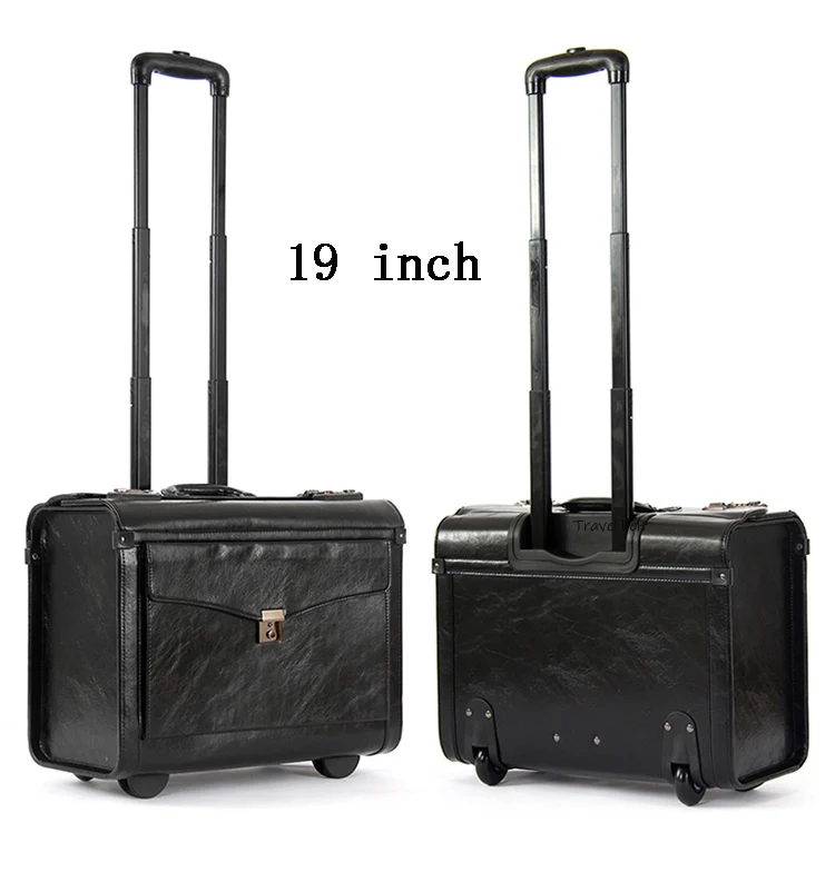 Короткая поездка интернат высокое качество пилот Универсальный 19 дюймов Размеры сумки на колёсиках Spinner бренд капитан чемодан
