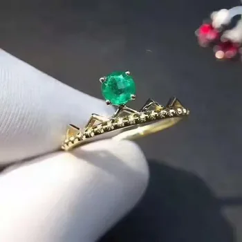 

Fidelity Natural 3mm Colombia emerald Rings s925 sterling silver Crown fine Jewelry for women party Natural green gemstone